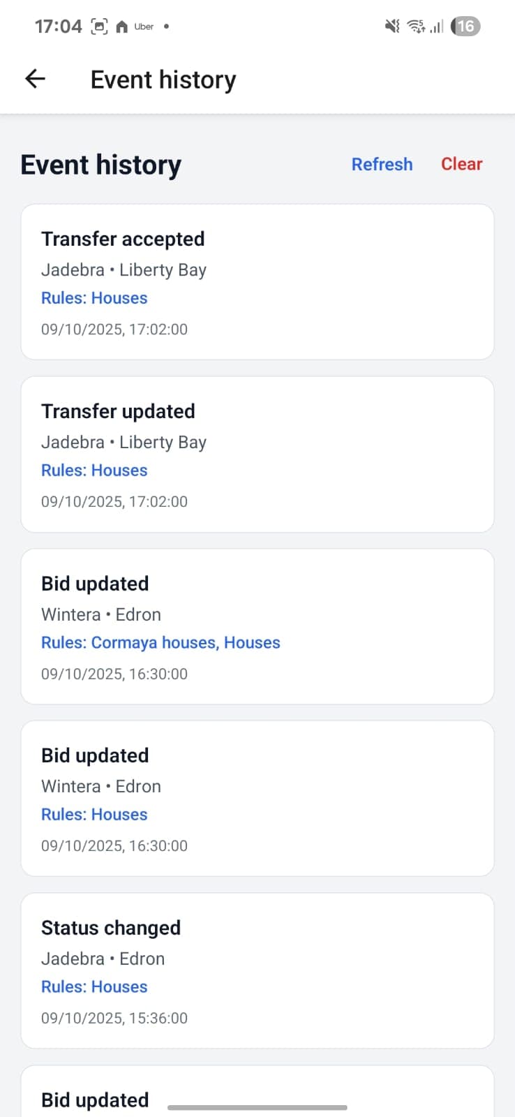 Event history