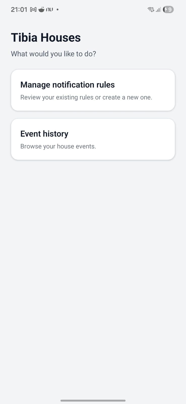 App home screen