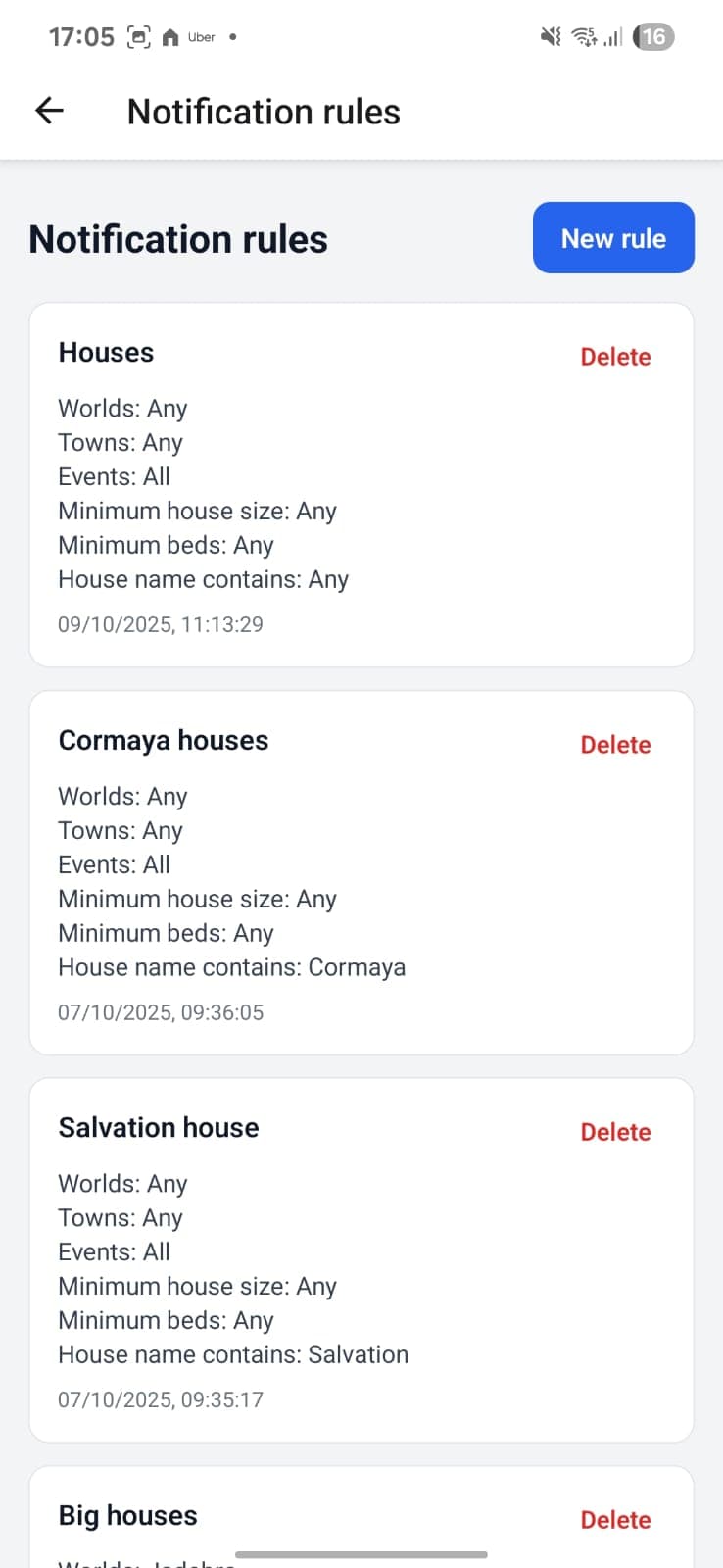 Rules list